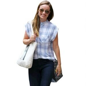 Rails Britt blue Plaid Button-Down Shirt relaxed casual everyday normcore top
